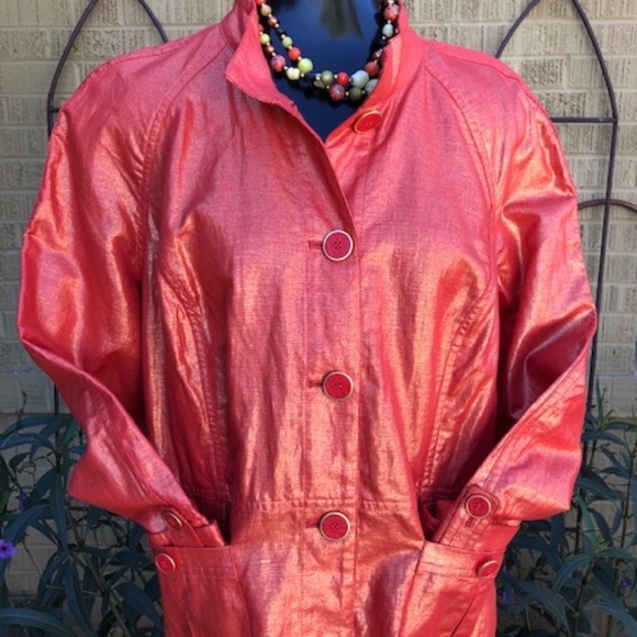 Women's Chico's Orange Iridescent Jacket - Chico's Size 2  (L/XL) - Picture 3 of 16